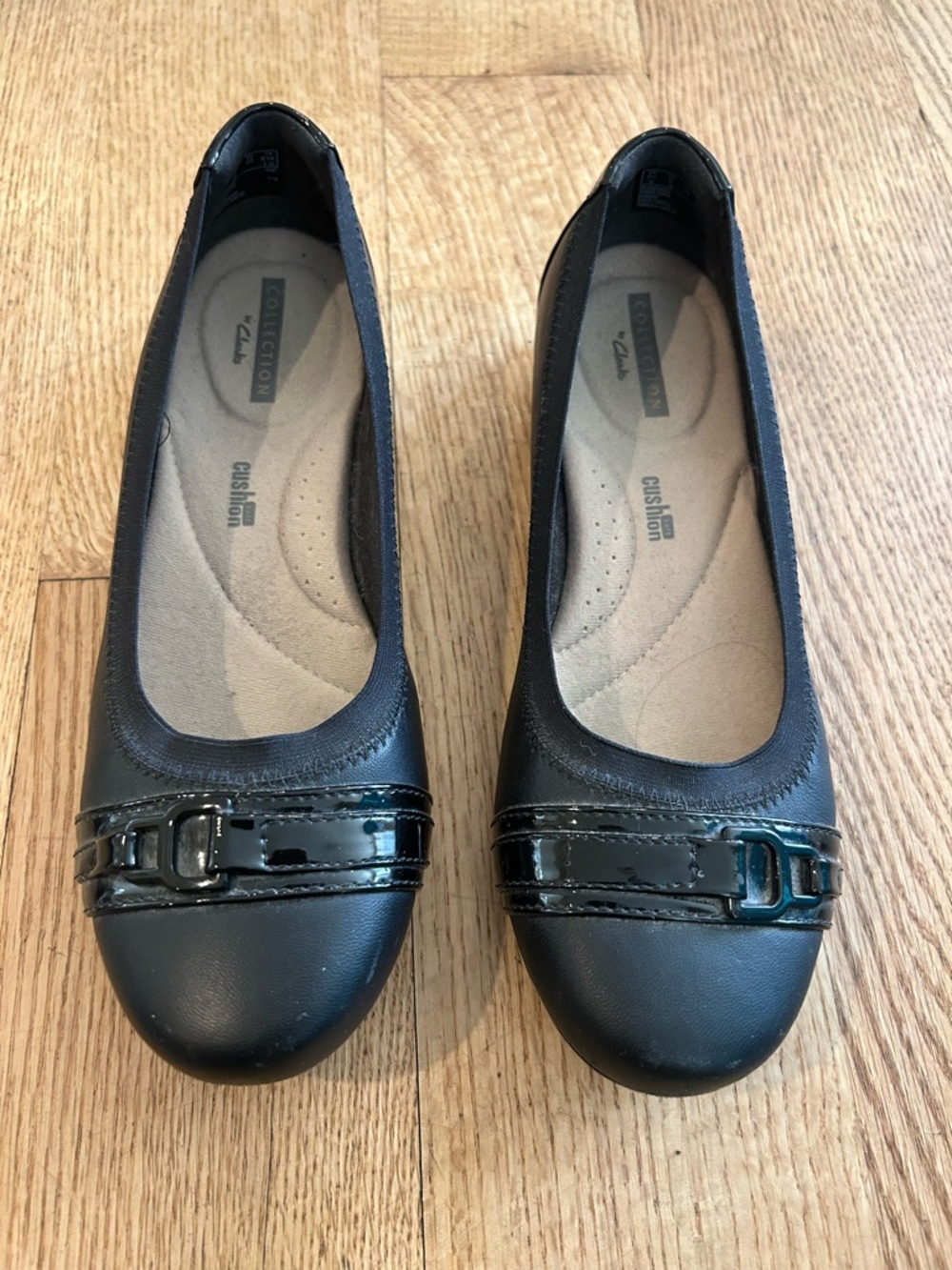Clarks Black Patent Trim Slip-On Ballet Flats